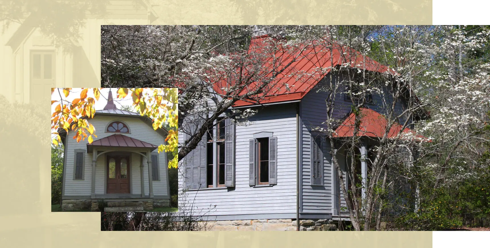 Two houses with spring background