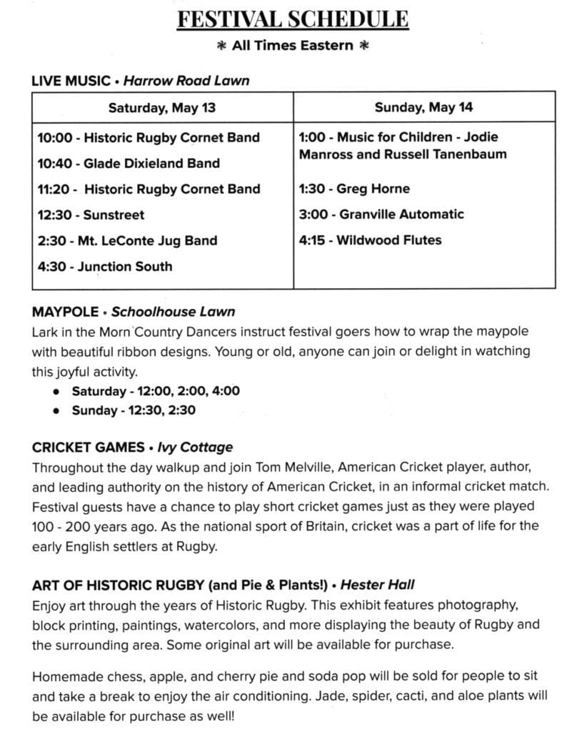 British Festival - Historic Rugby Inc