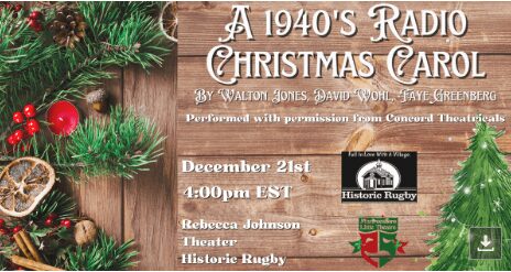 Wooden backdrop holiday radio show flyer