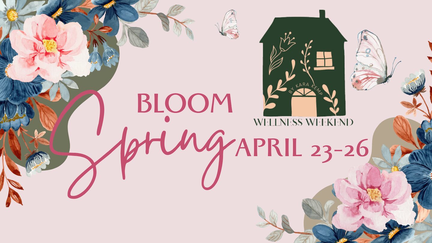 Spring bloom event poster with flowers.